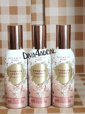 3X Bath & Body Works FOREVER CHERRY BLOSSOM Concentrated Room Spray Bundle